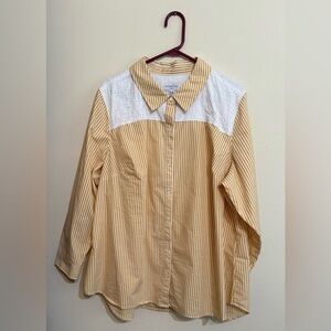 Studio By D & Co Gold And White Long Sleeve Blouse 2X